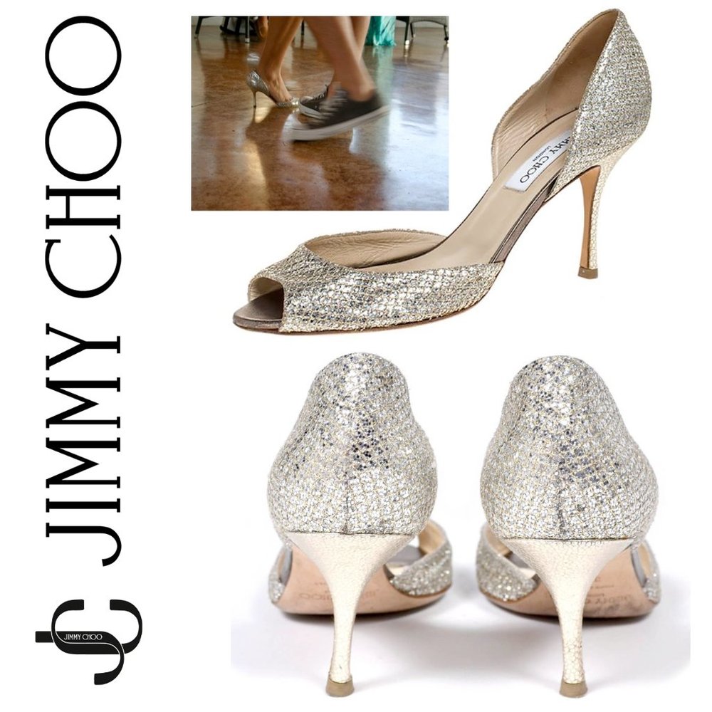 OBO. Jimmy Choo. Logan Glitter Peep Toe D’Orsay Pump - 38.5 (8.5)
